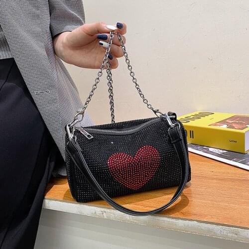 Wriufred Fashionable Single Shoulder Messenger Bag Personality Diamond Chain Small Handbag Light Luxury Women Crossbody Bags