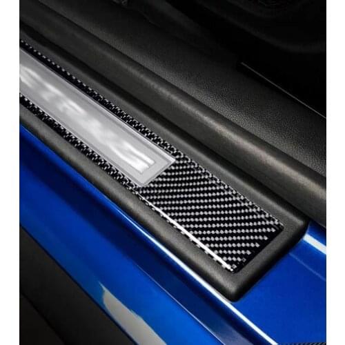 Carbon fiber Inner Door Sill Scuff Plate Sticker Cover For Ford Mustang 2015-2019
