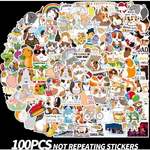100pcs Cute Animal Hamster Guinea Pig Stickers For Notebooks Sticker Scrapbooking Material Adesivos Craft Supplies Atheistic