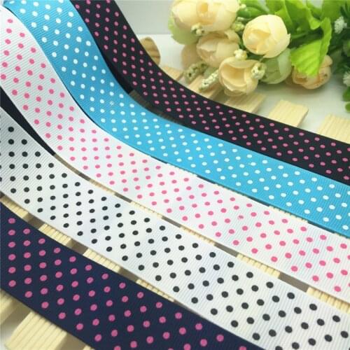NEW DIY 5 Yards 1'' 25mm Small Dot juice Printed Grosgrain Ribbon Hair Bow
