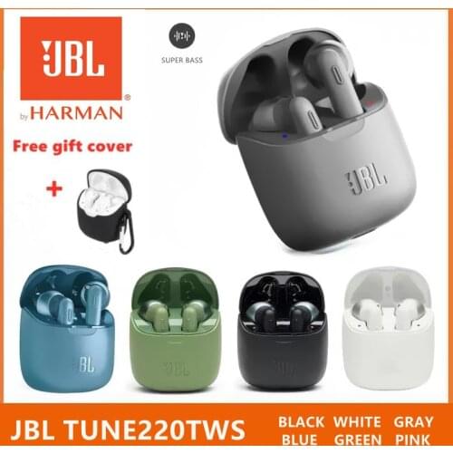 Official JBL TUNE 220TWS Wireless Bluetooth Earphones JBL T220TWS Stereo Earbuds Bass Sound Headphones Headset with Mic