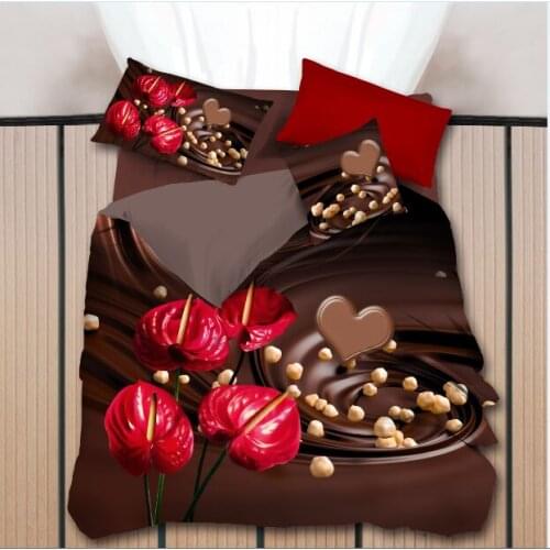 Bedclothes Love Chocolate Bedding Home Textile Jacquard Bedlinen Bedcover Sets Valentines Day King Size Sheets Sets Bedclothes