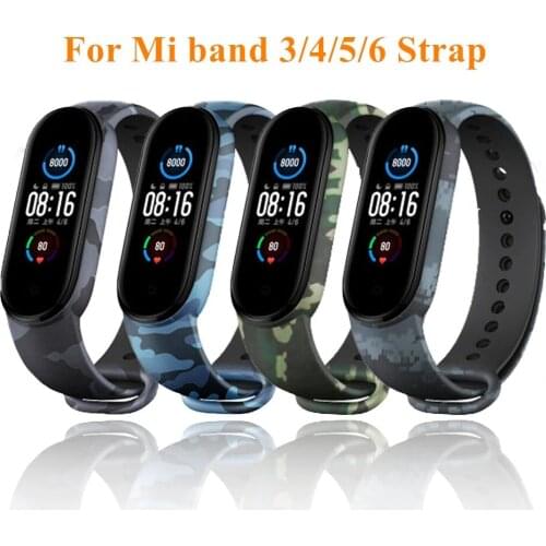 Camouflage Strap for Xiaomi Mi Band 5 6 4 Smartwatch Silicone Wrist Straps For Xiaomi Mi Band 3 4 Bracelet Miband For M3 M4 Plus