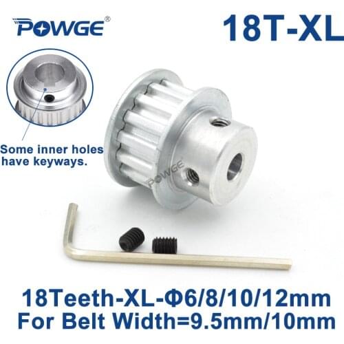 POWGE 18 Teeth XL Timing Synchronous pulley Bore 5/6/8/10/12/12.7/14/15/16/17/18/19mm for Belt width 10mm Gear wheel 18teeth 18T