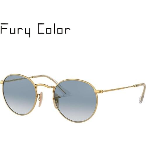 Glass lens retro Round Luxury design brand metal frame Sunglasses Men Women retro vintage Female driving ladies sun glasses 3447