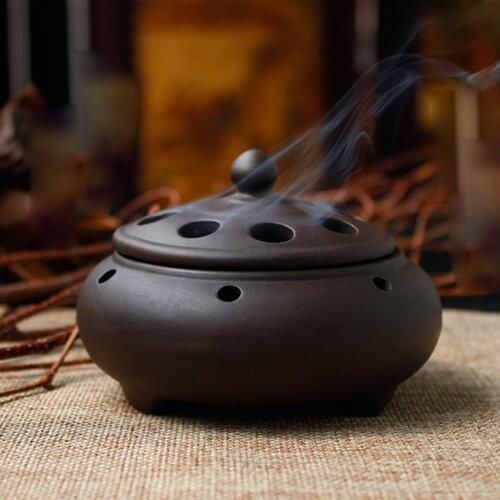 Unique Incense Burner Antique Incense Burner Holder Incense Ash Catcher Tray Bowl 9.5x7cm Purple Clay Incense Burner Decoration