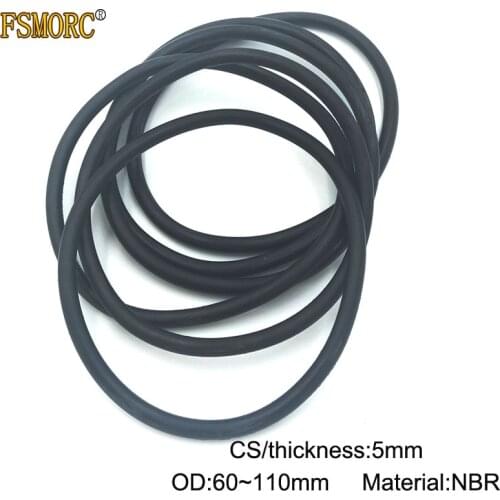 20pcs 5mm Thickness Nitrile Rubber O Rings OD 60 62 65 68 70 72 75 78 80 82 85 90 92 95 100 105 110mm NBR o ring sealing Gasket