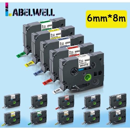 Labelwell 6mm Laminated Label Tape Compatible for 111 211 411 511 611 711 811 911 Printer Ribbon Compatible for Label Maker
