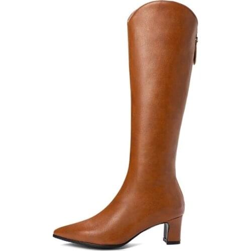 Oversized boots women woman winter boots women women shoes botas Rear zipper head low heel leather