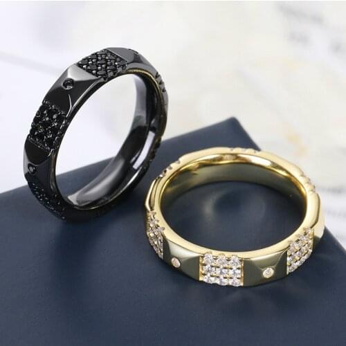 Simple Square Black Stone Women Rings Simple Cubic Zirconia Accessories Ring Punk Women Jewelry Rings Zk30
