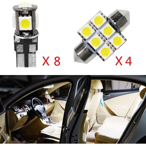 12Pcs Auto Interior LED Lights Bulb Kit For Cadillac SRX Map Dome Trunk License Plate Lamp 12V Car Styling