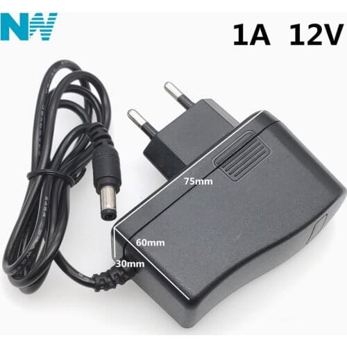 12V1A New AC 100V-240V Converter power Adapter DC 12V 1A 1000mA Power Supply Adapter EU Plug DC 5.5mm x 2.1mm(2.5mm)
