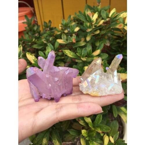 2pcs Rare beautiful white flame aura quartz crystal cluster specimen 61g