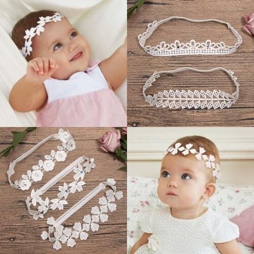 2020 1 Pcs Baby bow girls Lace Headbands pearl flowers Headband Headwear Hair Band Baby Hair Accessories Girls Christmas Gifts
