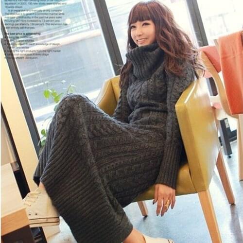 2019 clothing factory direct group of Korean piles of knitted sweater slim turtleneck collar dress wholesale long twist