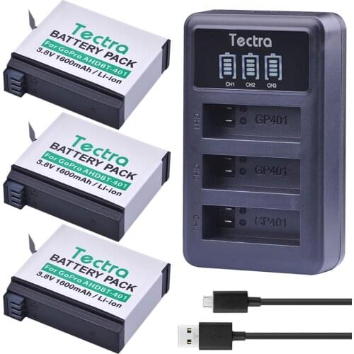 3PCS AHDBT-401 AHDBT 401 AHDBT401 Camera Battery +LED USB 3-Slot Charger For Go Pro GoPro Hero 4 Hero4 HERO4 Sport Action Camera