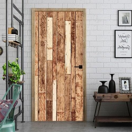 3D Wallpaper Sticker Door Self-Adhensive Waterproof Home Room Wood Texture Stickers Wallpapers for Door 3D Decorative Wallpapers