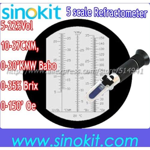 5-22%Vol;10-37CNM;0-30KMW Babo;0-35% Brix;0-150'Oe Five world level Refractometer - RHO-150FATCBlack