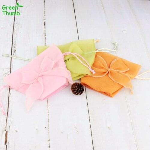 5pcs Organza New Year Gift Bag Candy Candy Dry Bouquet Pocket for Wedding, Christmas Decoration Colored Mesh Bags