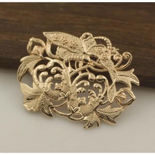 5pcs Bee Flower Branch Connectors Embellishment Brass Metal Stamping Pendant Quality DIY Women Bride Wedding Jewelry Accessories