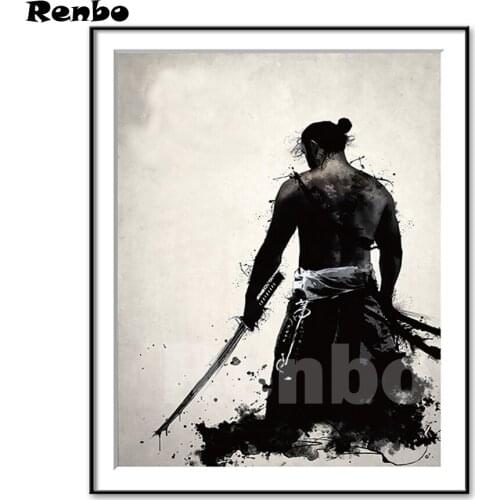 5D Diamond Embroidery Japanese Samurai Diy Diamond Painting Rhinestone Full Diamond Mosaic Needlework Canvas Decor Gift A914
