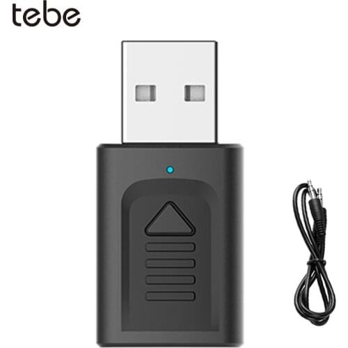Tebe Mini 3 IN 1 3.5MM Bluetooth 5.0 Audio Receiver & Transmitter Aux Stereo Wireless Adapter with RCA Cable For PC TV Speaker
