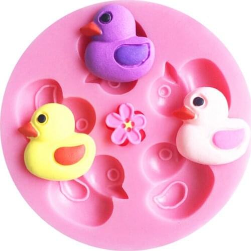Free Shipping Five Duck Silicone Fondant Baking Mold DIY Cake Decorating Polymer Clay Resin Candy DIY Super Sculpey