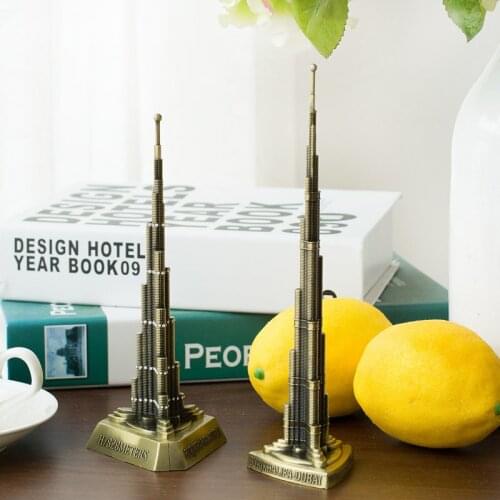 Burj Dubai Harry Khalifa metal craft ornaments world famous landmark model of tourist souvenirs with drill dies wedding