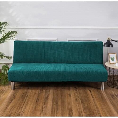 Sofa Bed Cover No Armrest Foldable Elastic Polar Fleece Chair Couch Slipcover Stretch Loveseat Furniture Covers Protector Cover