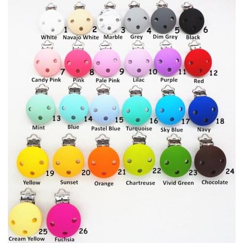 Chenkai 50pcs Silicone Round Clips DIY Baby Teether Pacifier Dummy Montessori Sensory Jewelry Holder Chain Toy Clips