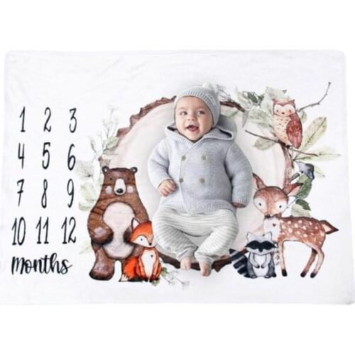 Baby Monthly Record Growth Milestone Blanket Swaddle Wrap Photography Prop Cloth