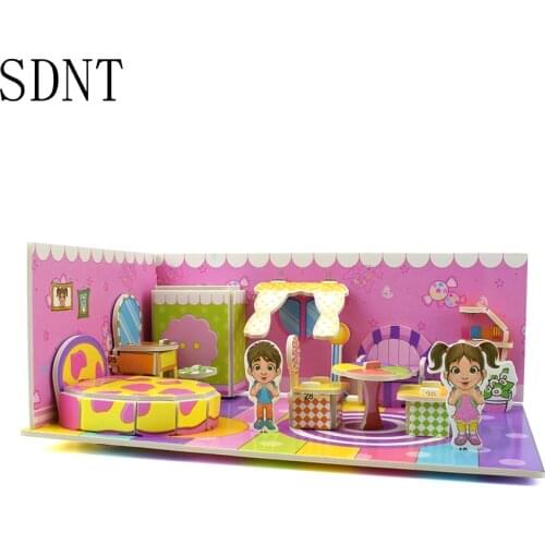Kids Puzzle 3D Toys Girls Room Dream Pink DIY Kids Game Educational Building Puzzle Model Kit Toys for Children 3 Years Old Gift
