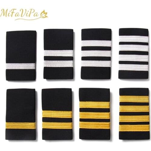 1 Pair Clothing Decor Epaulettes Professional Pilots Uniform Epaulets 4 Bars Shirts Craft Garment DIY Accessory Shoulder Badges