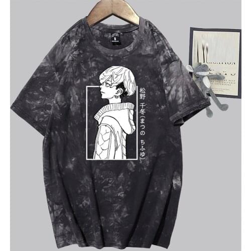 Tokyo Revengers Print T-Shirt Harajuku Manga Street Style TieDye Summer T-shirt Hip Hop Tops Tees Harajuku Chifuyu Matsuno Tops