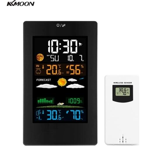 KKMOON Outdoor Digital Thermometer Hygrometer Monitor Wireless Weather Station Weather Forecaster with Alarm Clock Backlight