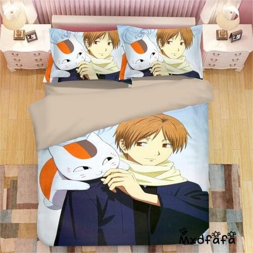 Mxdfafa Anime Natsume Yuujinchou Duvet Cover Set Bedding Set Cotton Comforter Bed Set Include 1 Duvet Cover and 2 Pillowcases