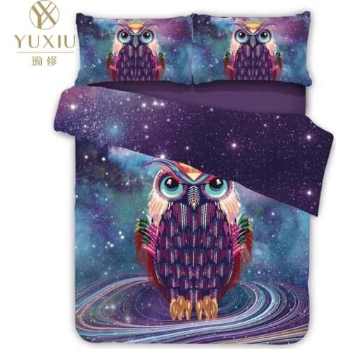 YuXiu Classic Duvet Cover Sets 3D Bedding Set Animal Owl Black Bed Linen Linens Full Queen King Single Twin Size Quilt Covers