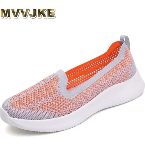 MVVJKEWomen Summer Outdoor Sweet Flats Shoes Breathable Mesh Sneakers Shoes for Female Slip-on Fashion Ladies Walking Shoes Big