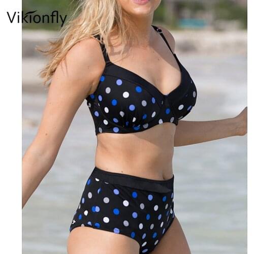 Vikionfly Super Push Up Plus Size Bikini Women 2020 Underwire High Waist Swimsuit Large Size Swimwear Bathing Suit 4XL Black
