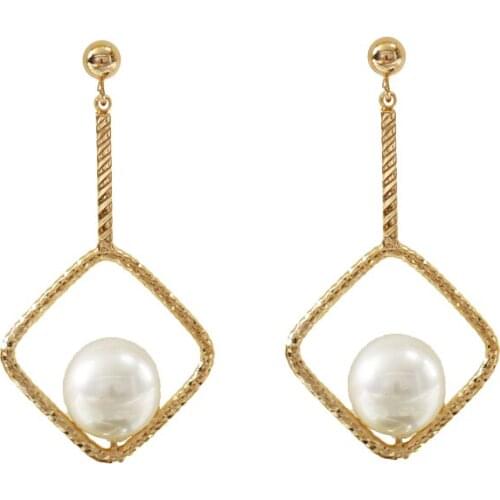 LANFLORA fashion Valentines-day gift women pearl copper alloy earrings Classic bulk wholesale earrings