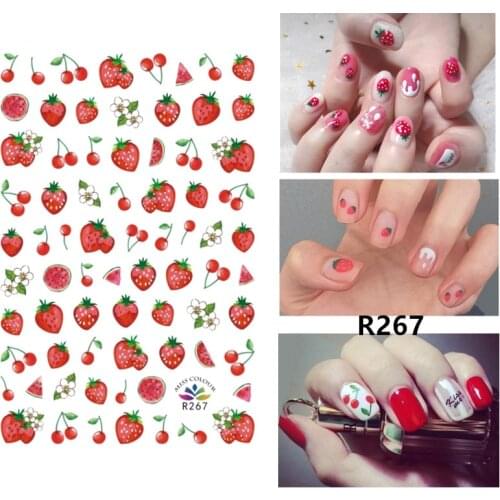 15 Styles Cute Fruit Nail Sticker Various Patterns Colorful Jewelry Printing DIY Decorative Design Creative Nail Art Patch Tool