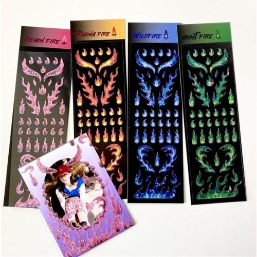 Korean Ins Red Flame Cute Stickers Blingbling Laser Post It Photo Diy Planner Journal Stationery Kawaii Decorative Sticker