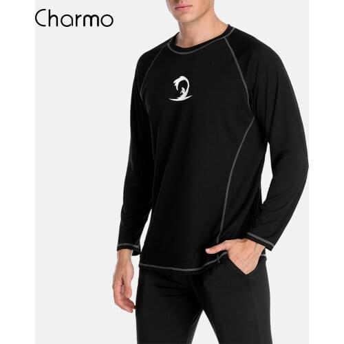 Charmo Men Quick-Drying Shirts Dry-Fit Short Men Diving Shirt UV-Protection Top Beach Wear Surfing Suits T-Shirt