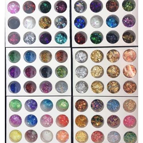 12bottle pack in box(2g/box) Nail Art Glitter Dust Powder Flake Sequins Glitter Make Up Shimmer Shining Chrome Dust Decoration