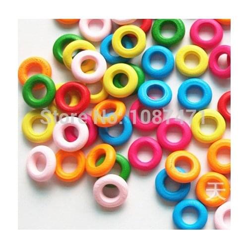 Set of 500pcs 15mm rainbow colorful circle wood beads with a hole for jewelry fitting diy accessories charm pendant