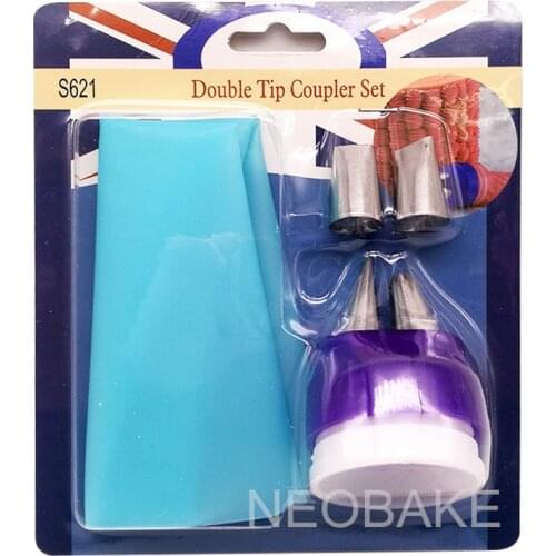 6PCS Tip2 Decorating Duo Tip Coupler Set Cake Tips Coupler Pastry bag Tool Icing Piping Nozzles Bakeware Cake Decoration Tools