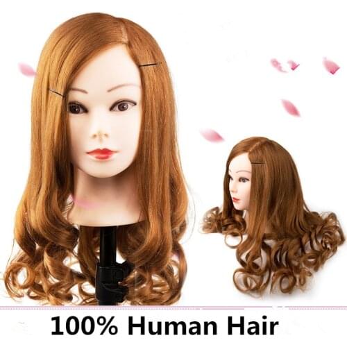 Cheap 100% Natural Human Hair Training Mannequin Head Cosmetology Hairdressing Mannequin heads Makeup with Long Hair
