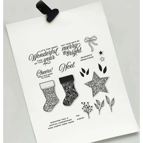 E7CB Sock Star Seal Stamp with Cutting Dies Stencil DIY Scrapbooking Embossing Photo Album Decor Paper Card Craft