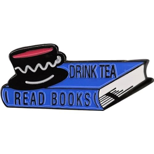 Drink Tea And Read Books Enamel Pin Literary Bookish Badge Bookworm best friend gift Brooch