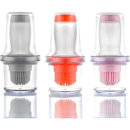Portable Silicone Oil Brush Bottle Barbecue Brush with Protective Cover Heat Resistant Baking Brush Pastry Tools Outdoor 1Pc